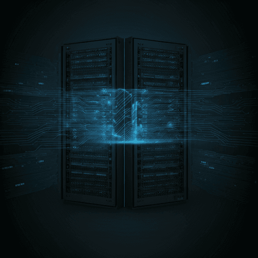 Digital grid lines showing high tech server environment